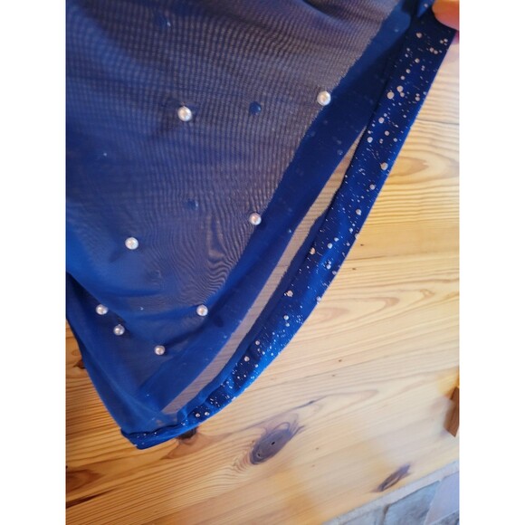EUC Cobalt Blue Shimmering Top with Pearl Accents on Sleeves, 2XL - Picture 6 of 7